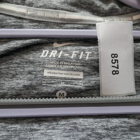 Nike Performance Shirt Womens Medium Heathered Gray Thumbholes 1/4 Zip Active - Picture 12 of 12